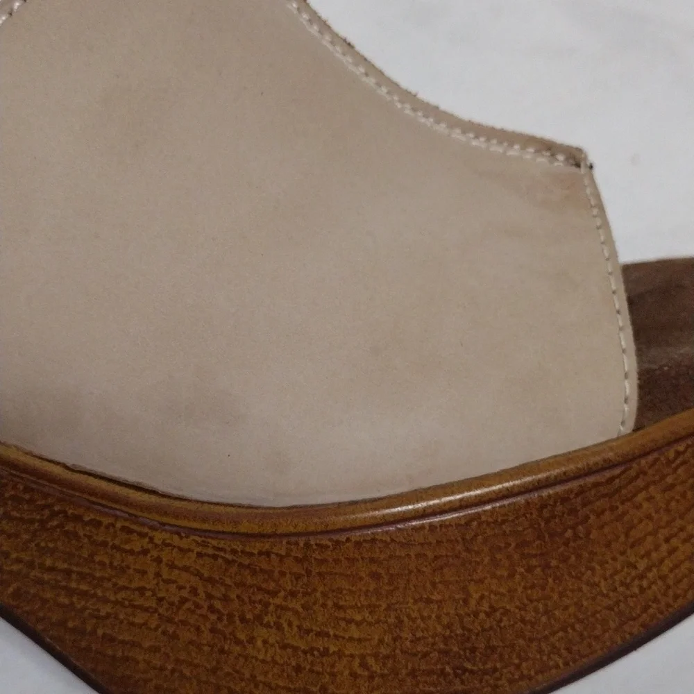 House of Harlow 1960 Leather Platform Block Heel Sandals Lightweight Summer 7.5